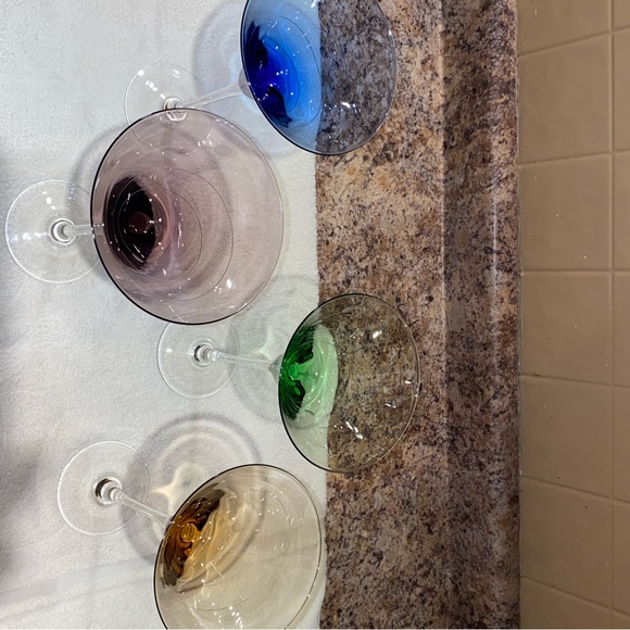 NEW Lenox Swirl Martini Glasses Tuscany Seasons Green Cobalt Amber Amethyst - Picture 7 of 8